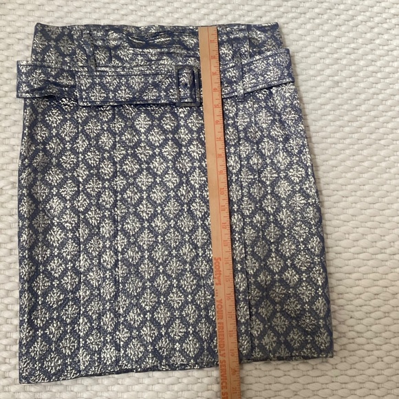 Vintage PRADA Womens Silver and Gold Brocade Belted Mini Skirt Size 38 US 2 EUC - Picture 10 of 13